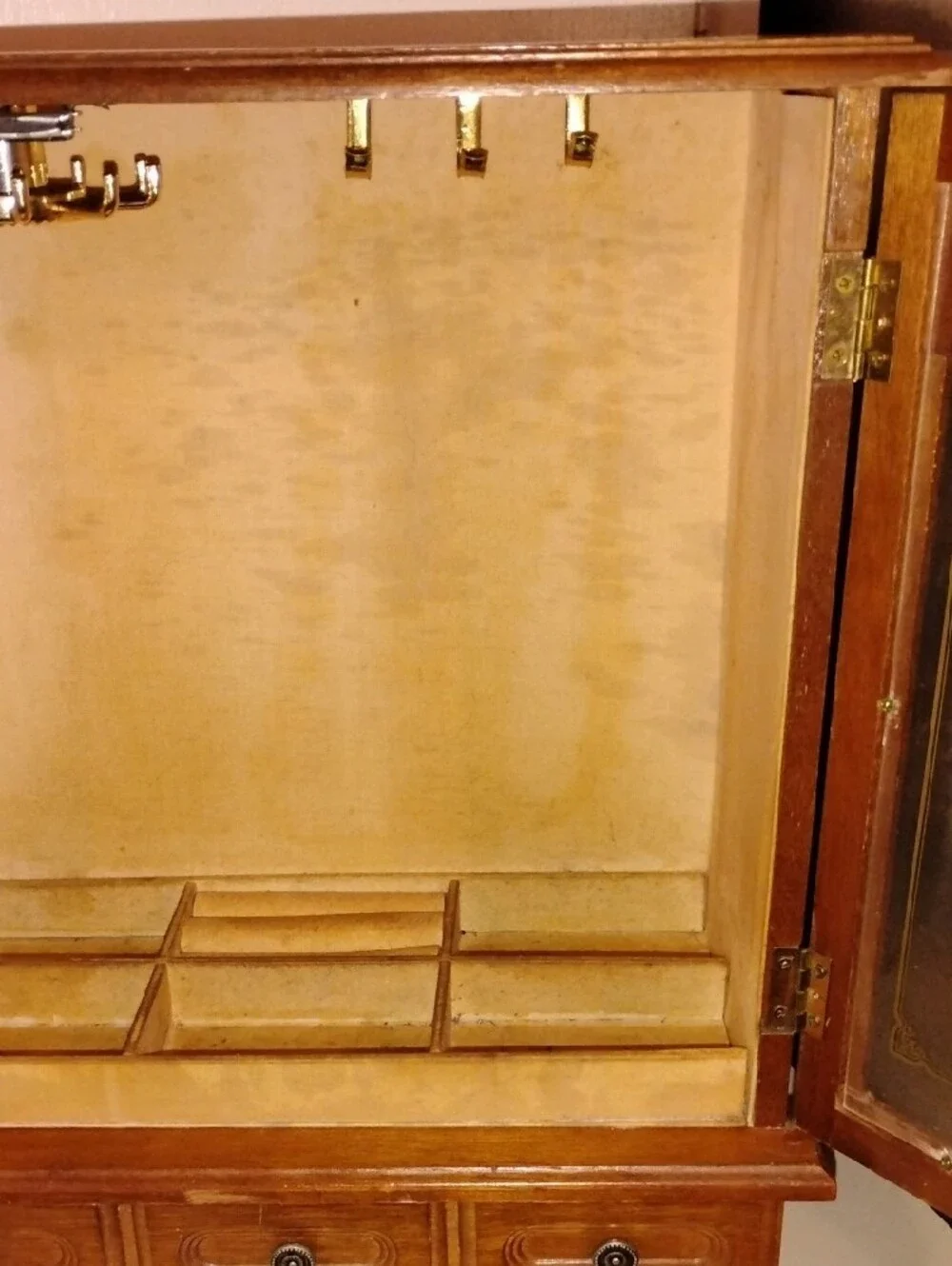 Vintage Wood Jewelry Armoire- Dresser Top Style TLC 12.5 L X 5.5 W X 17.5 H